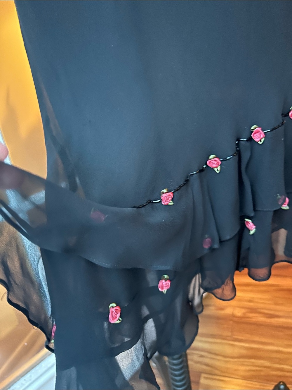 iCE vintage black silk rosette asymmetrical skirt. Y2K, Fairycore. * see listing - Picture 7 of 8